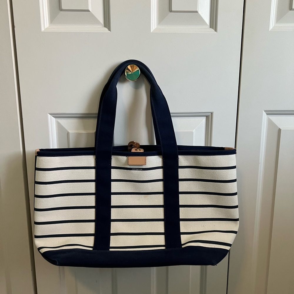 Navy and White Striped Tote Bag